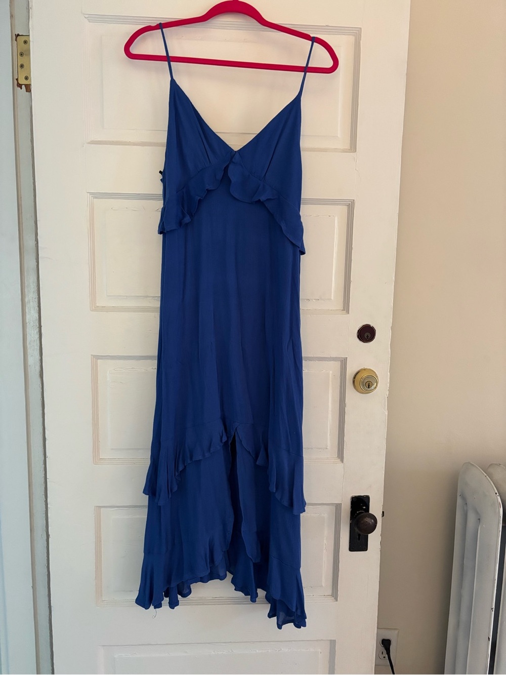 Lulu's Blue Ruffle Midi Dress - Spaghetti Strap